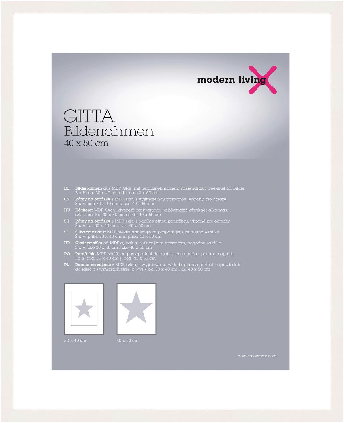 RÁM NA OBRAZY GITTA 40x50 cm - biela, Modern, kompozitné drevo/plast (40/50cm) - Modern Living