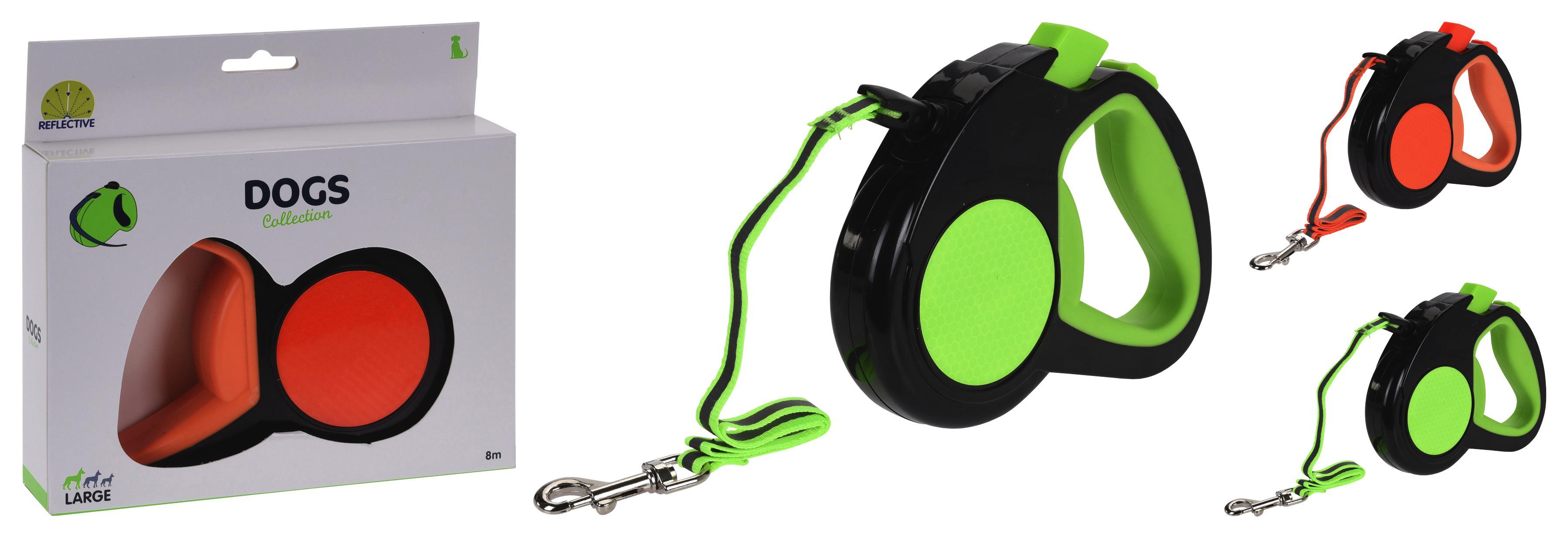 Kutyapóráz Fényvisszaverő L - Zöld/Narancs, Basics, Műanyag (800cm)