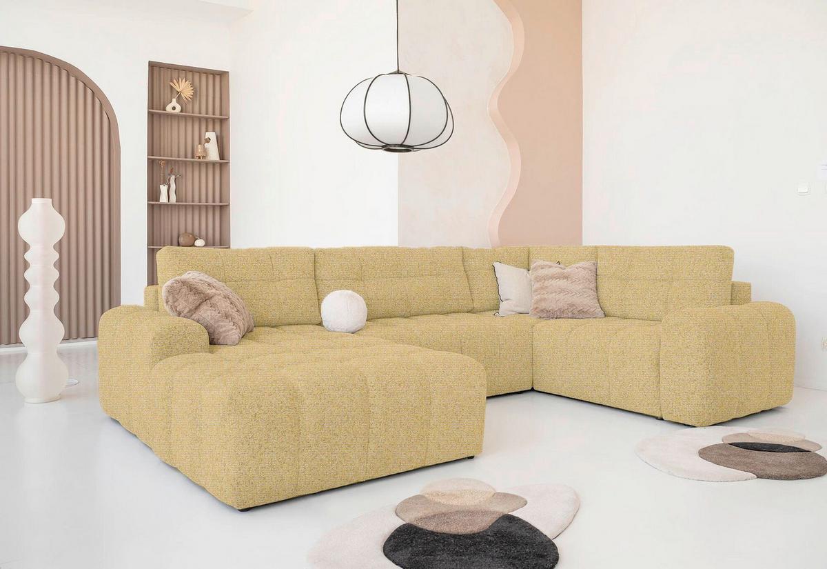 Wohnlandschaft Lulu Gelb U: 184x333x213cm - Gelb/Schwarz, Design, Textil (184/333/213cm) - MID.YOU