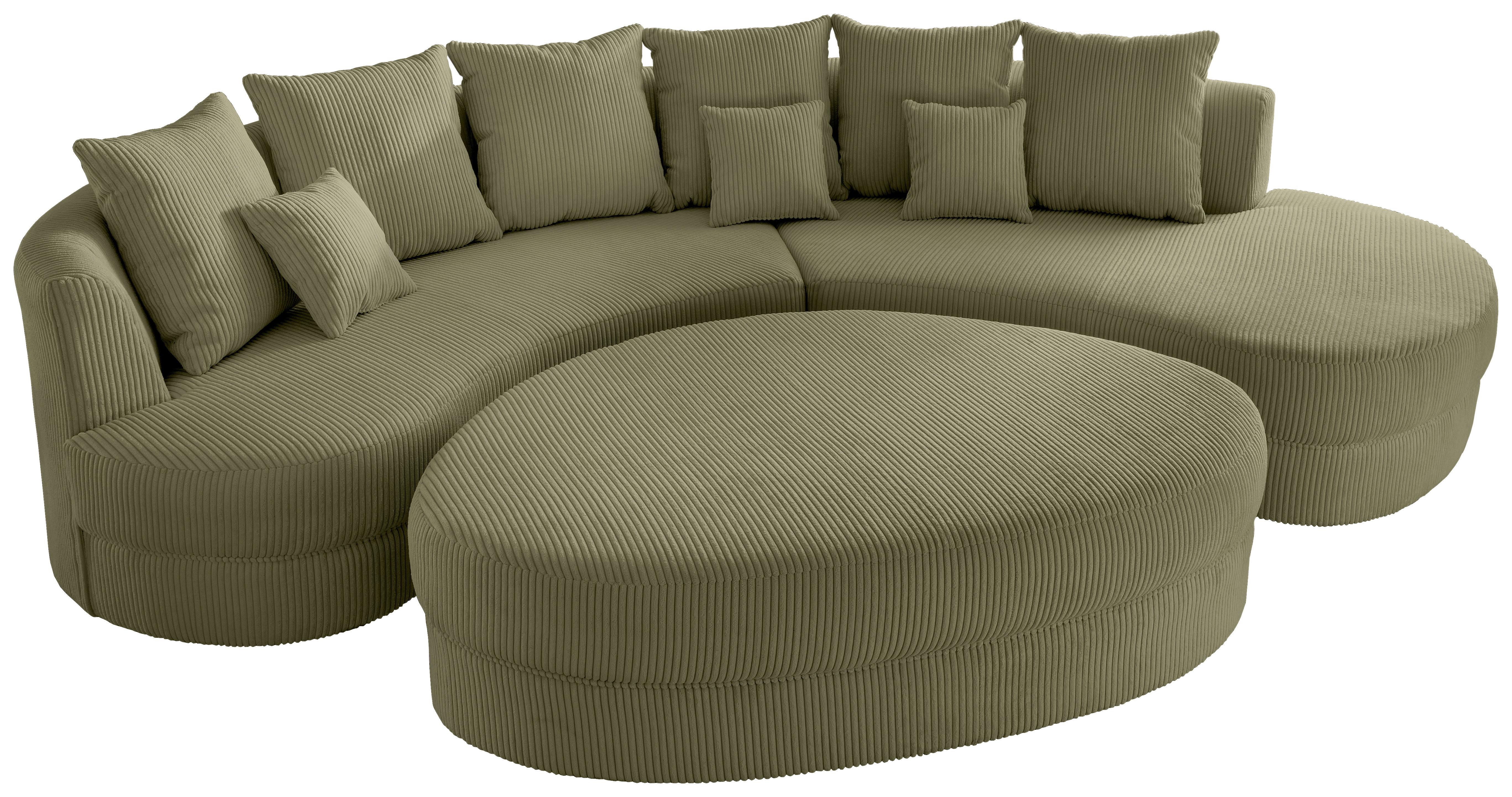 Wohnlandschaft Limoncello Olivgrün S: 300x160 cm - Schwarz/Olivgrün, Design, Textil (300/160cm) - Livetastic