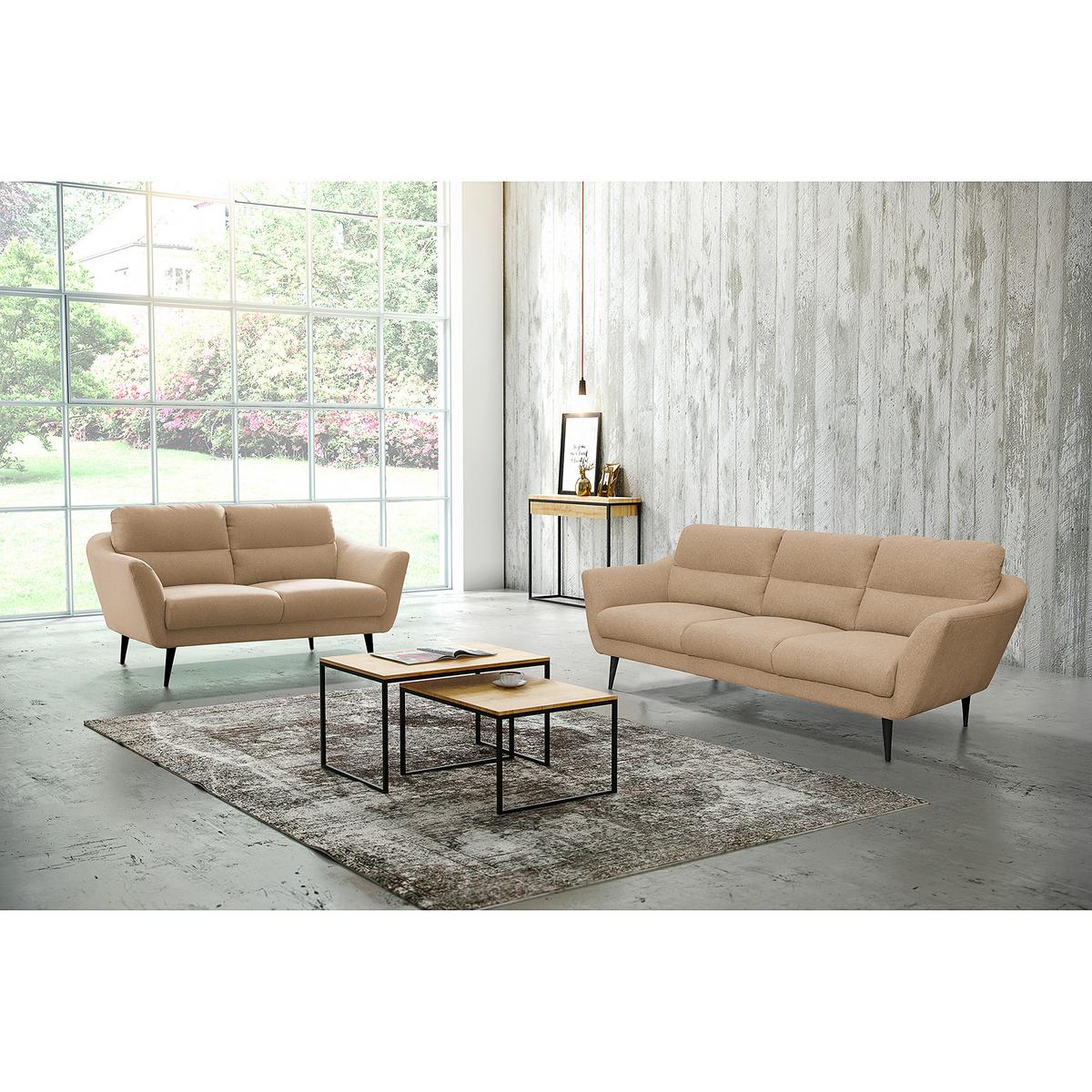 3-sitzer-sofa Tromso Beige B: 209 Cm - Beige/Schwarz, Design, Textil (209/87/88cm) - Livetastic