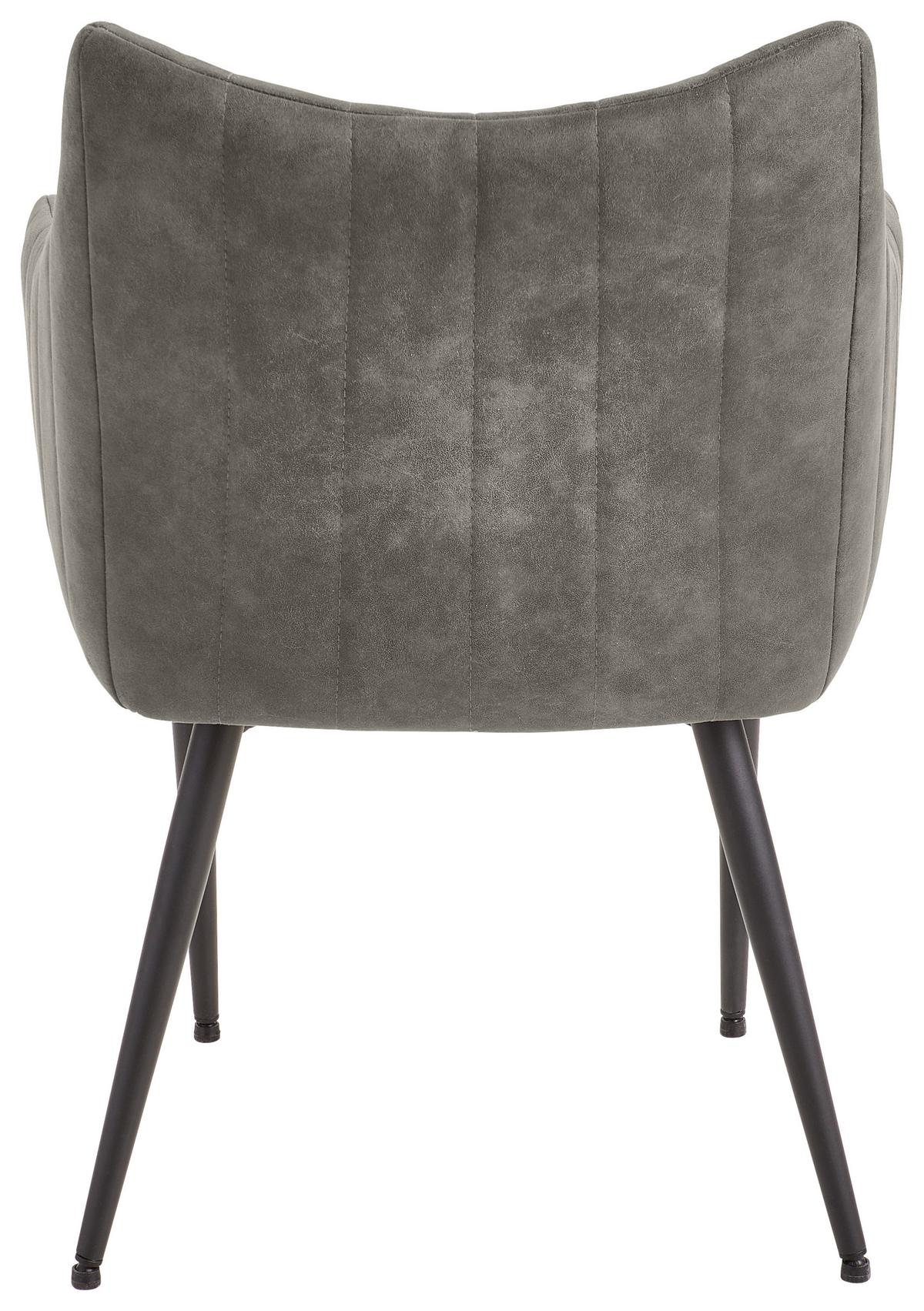 Armlehnstuhl Bill Grau-Braun Echtholzbeine - Schlammfarben/Graubraun, KONVENTIONELL, Holz/Textil (60/87/69cm) - Livetastic
