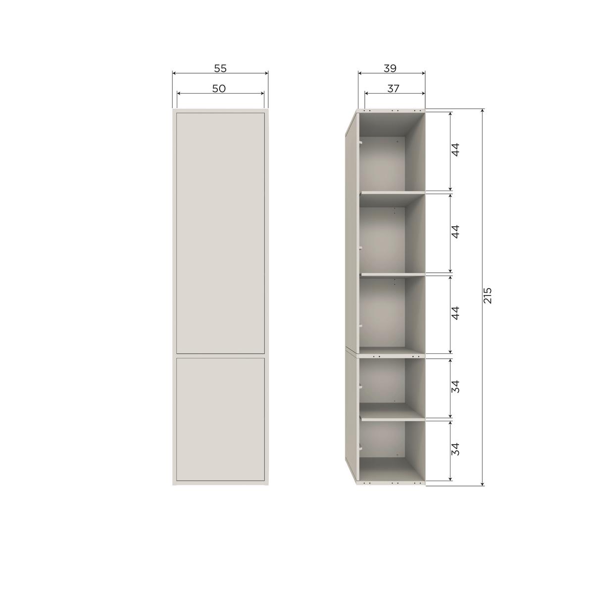 Mehrzweckschrank Meggy Grau B: 55 cm - Grau, Design, Holz (55/215/40cm) - Livetastic