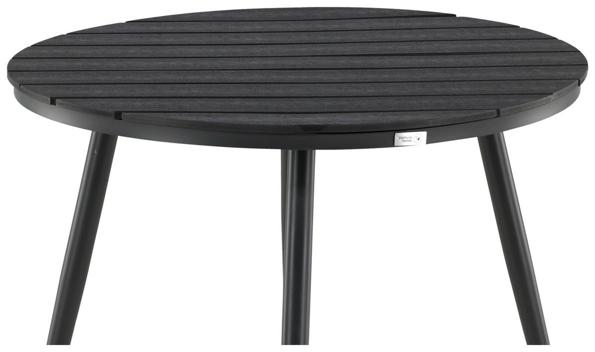 Gartentisch Break Aluminium D: 90cm - Schwarz, KONVENTIONELL, Kunststoff/Metall (90/74cm) - Gardenson