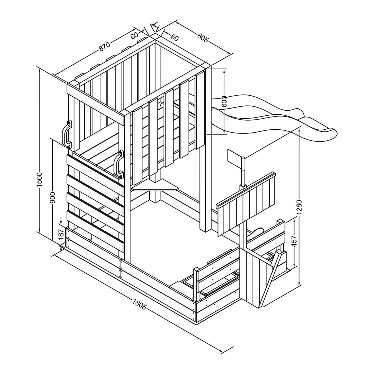 Spielturm Vicky Mit Rutsche Grau - Braun/Grau, Basics, Holz/Kunststoff (180,5/87/150cm) - Ambia Garden
