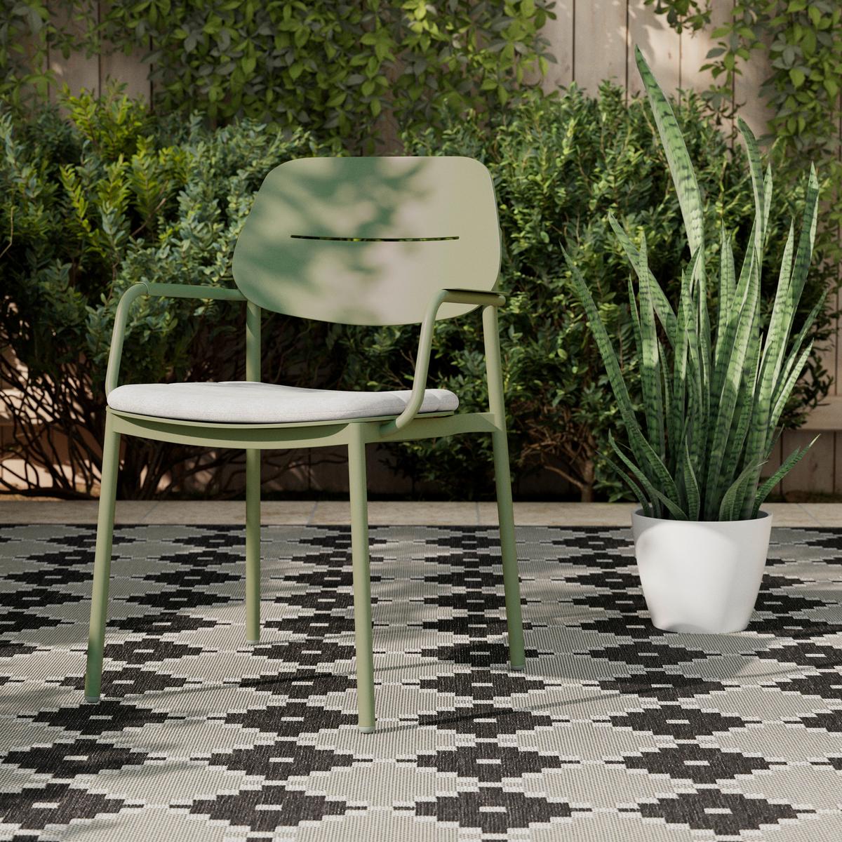 ZAHRADNÍ ŽIDLE VERDE - šalvějově zelená/světle šedá, Moderní, kov/textil (57/85/57cm) - Modern Living