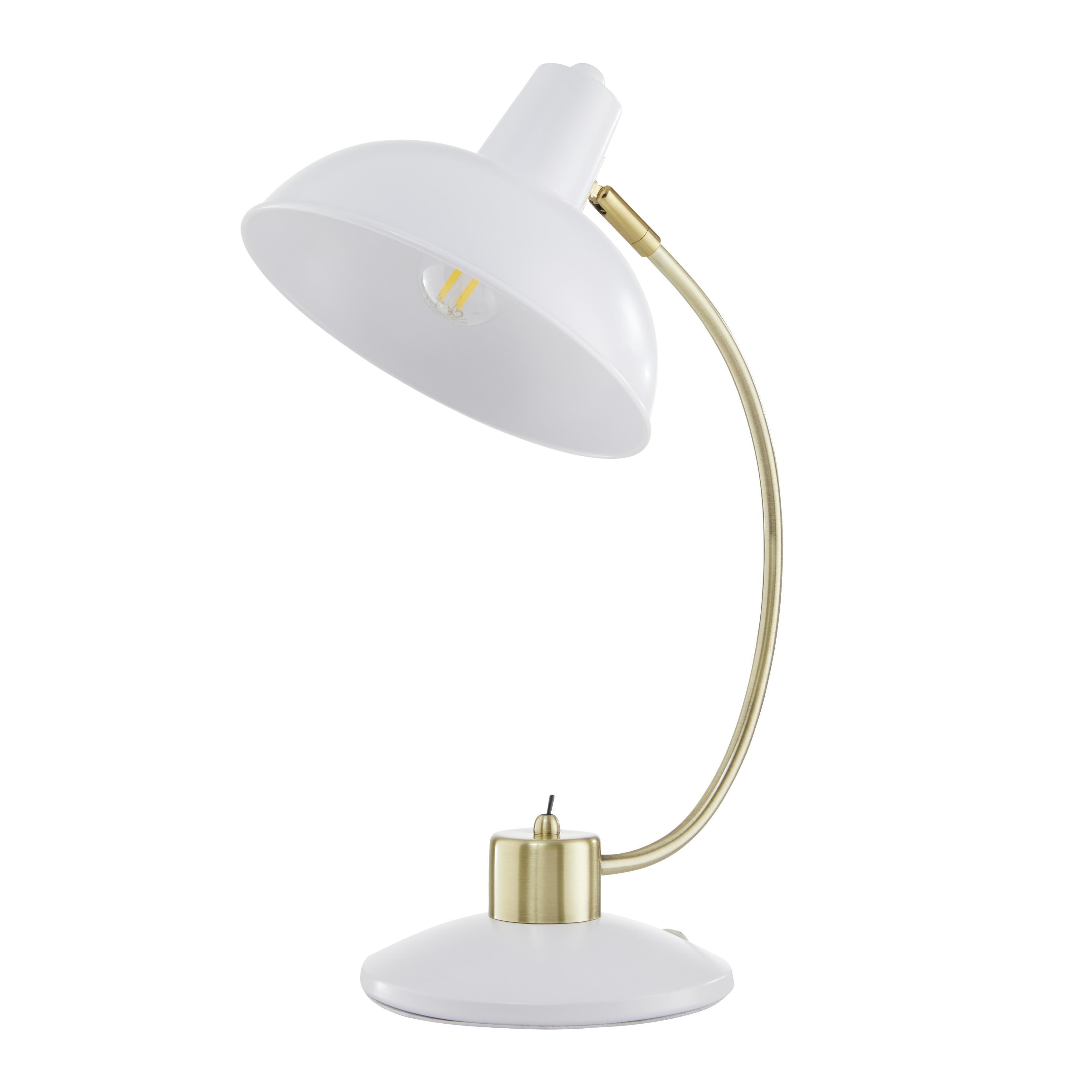 Stolná Lmpa Siena Biela - biela/farby mosadze, Moderný, kov (26,5/20/40cm) - Bessagi Home