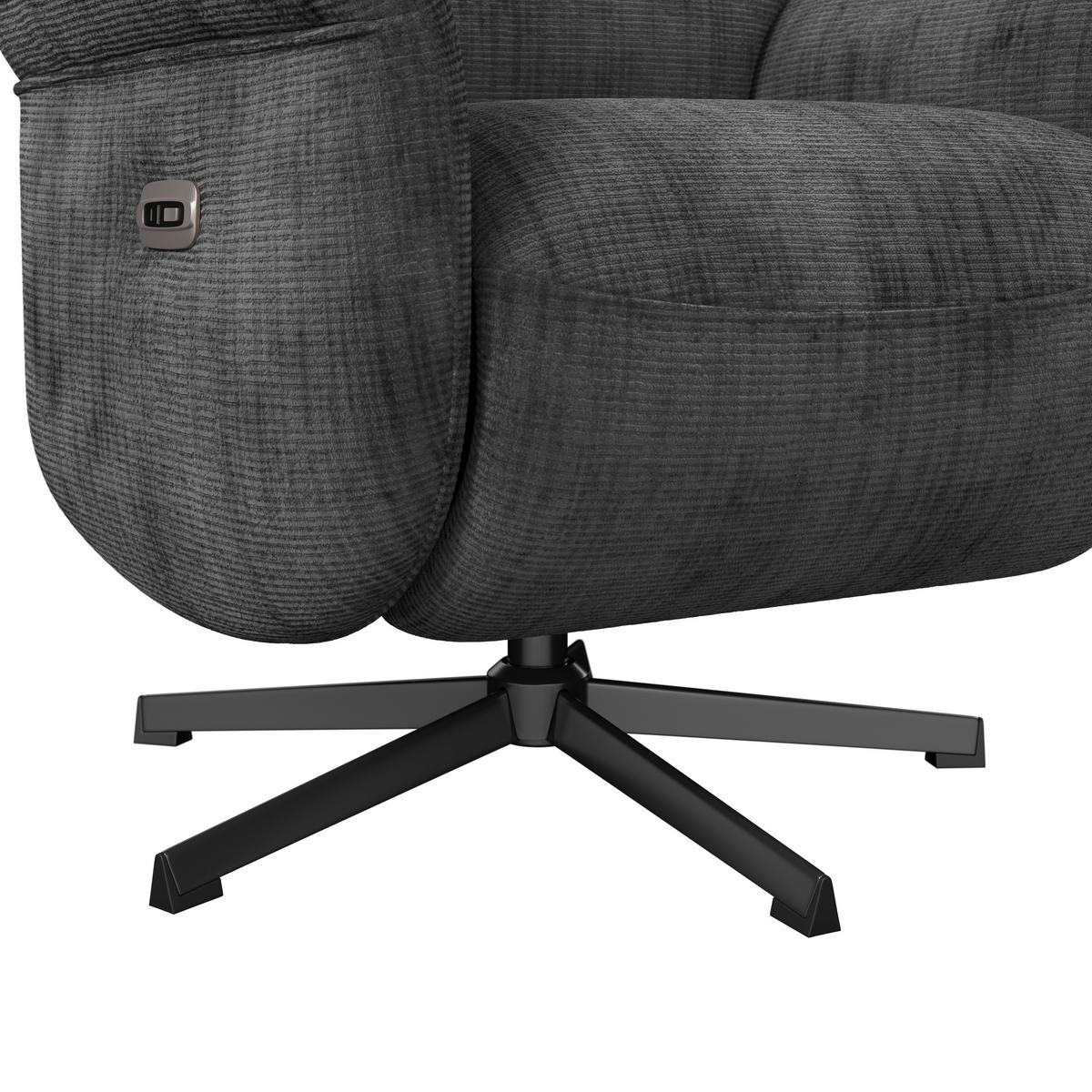 Relaxsessel Manila Chenille anthrazit, B: 73 cm - Anthrazit/Schwarz, MODERN, Textil/Metall (73/113/89cm)
