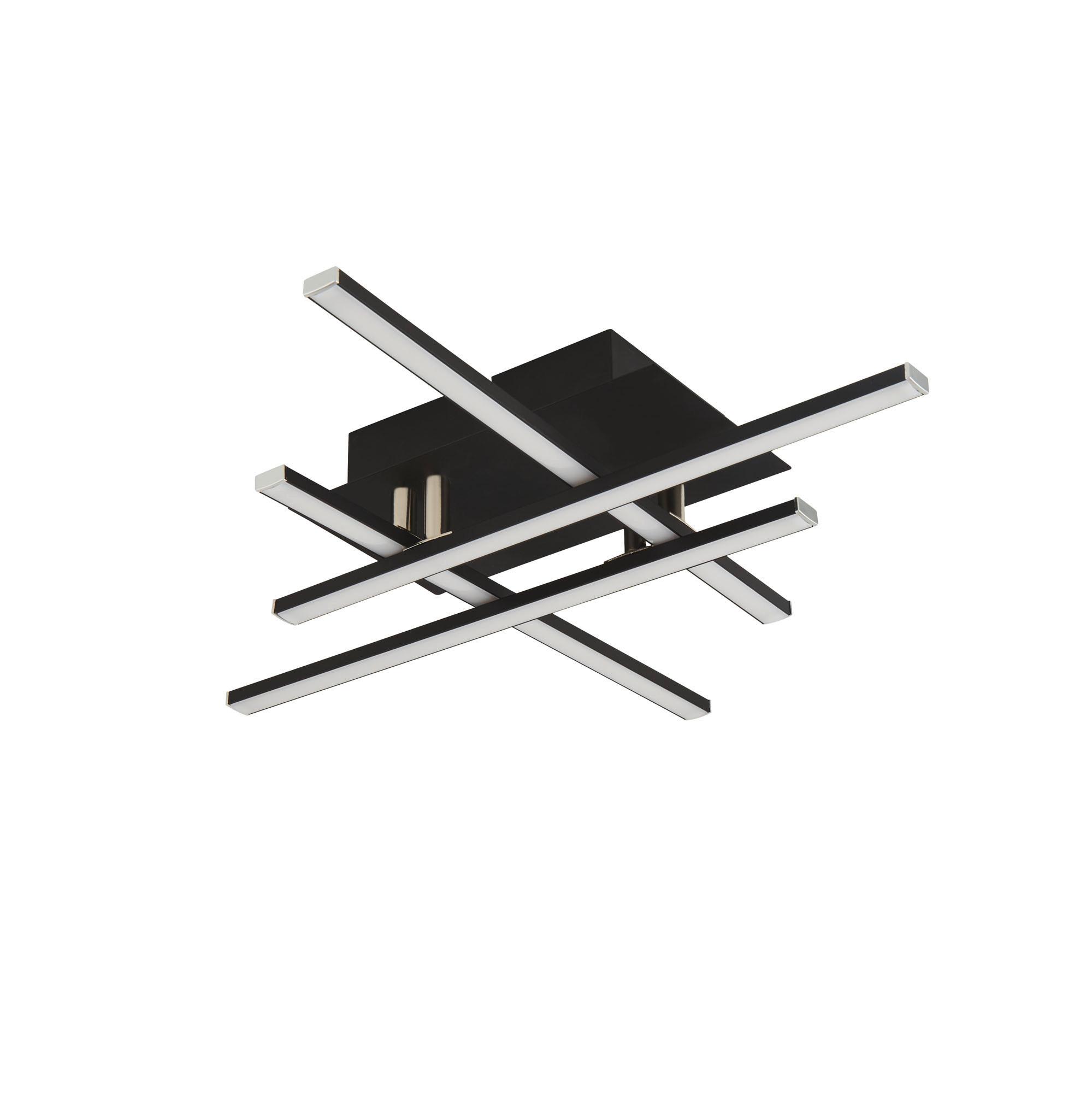 LED-Deckenleuchte 694-4bk - Chromfarben/Schwarz, Design, Kunststoff/Metall (45,5/45,5/8,5cm)