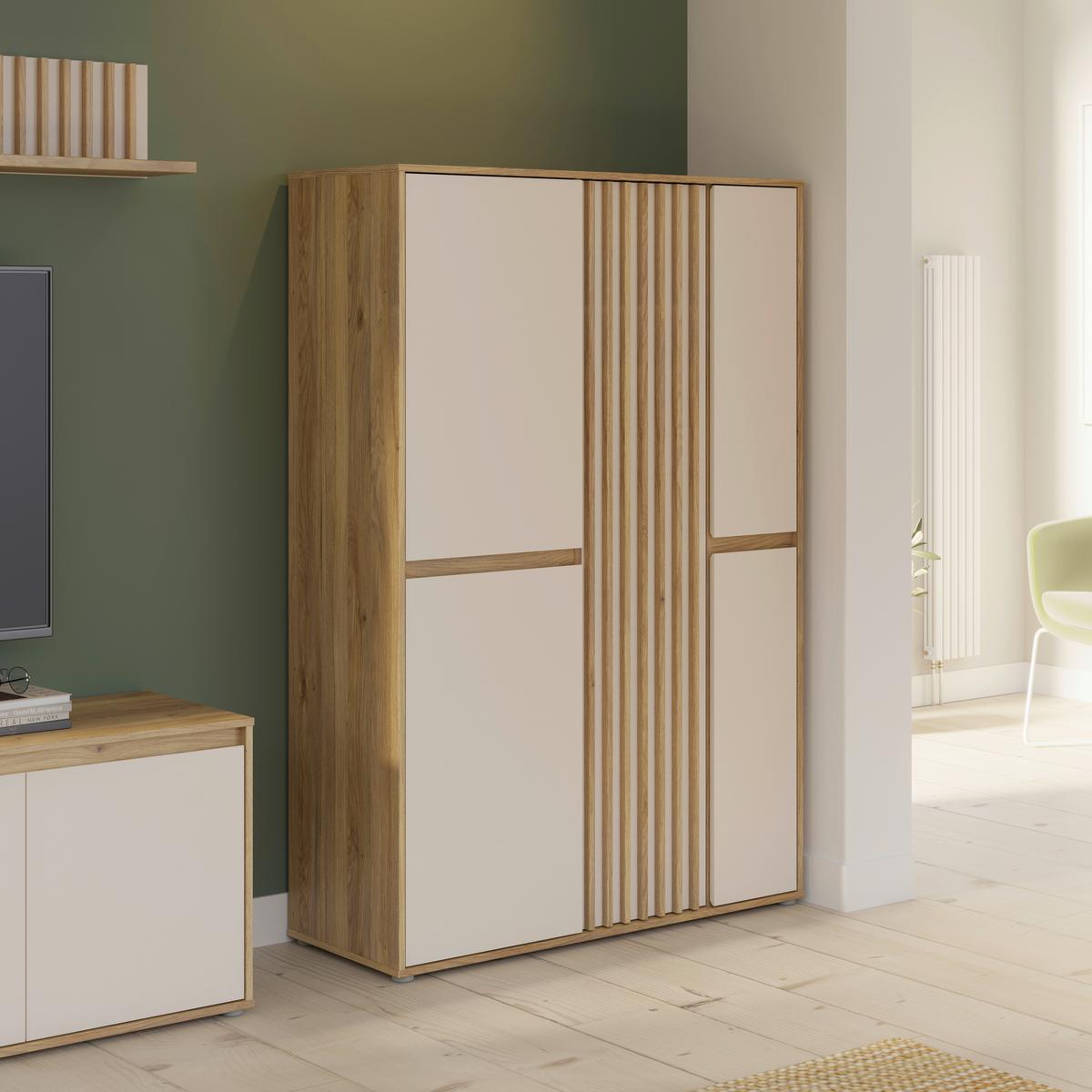 Félmagas Szekrény Eliston - tölgyfa színű/homokszínű, Natur, műanyag/faalapú anyag (109,3/161,7/41,5cm) - Modern Living