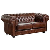 Chesterfield-Sofa Norwin Braun 2-Sitzer Echtleder B. 174 cm - Nussbaumfarben/Braun, KONVENTIONELL, Leder (174/74/98cm) - Max Winzer