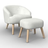 Relaxační křeslo SONJA, bílá žinylka, max.140 kg - bílá/přírodní barvy, Moderní, dřevo/textil (71/69/68cm) - Bessagi Home