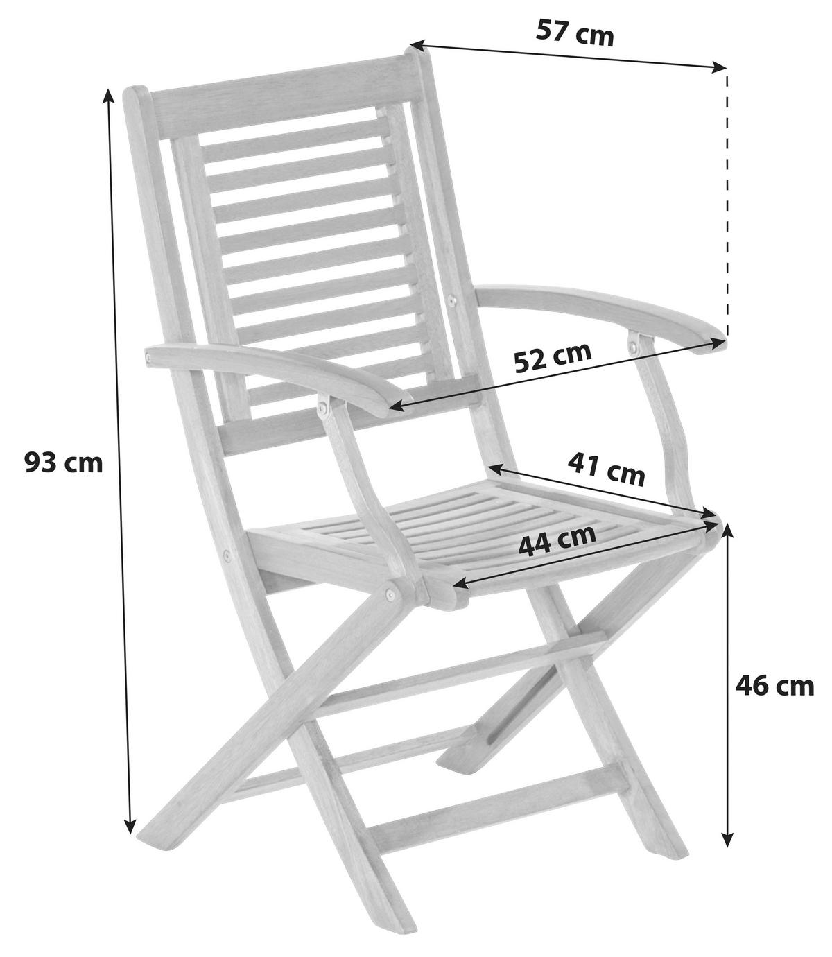 Gartensessel 2er-set Klappbar Cordona Eukalyptusholz - Naturfarben, Basics, Holz (52/93/57cm) - Gardenson