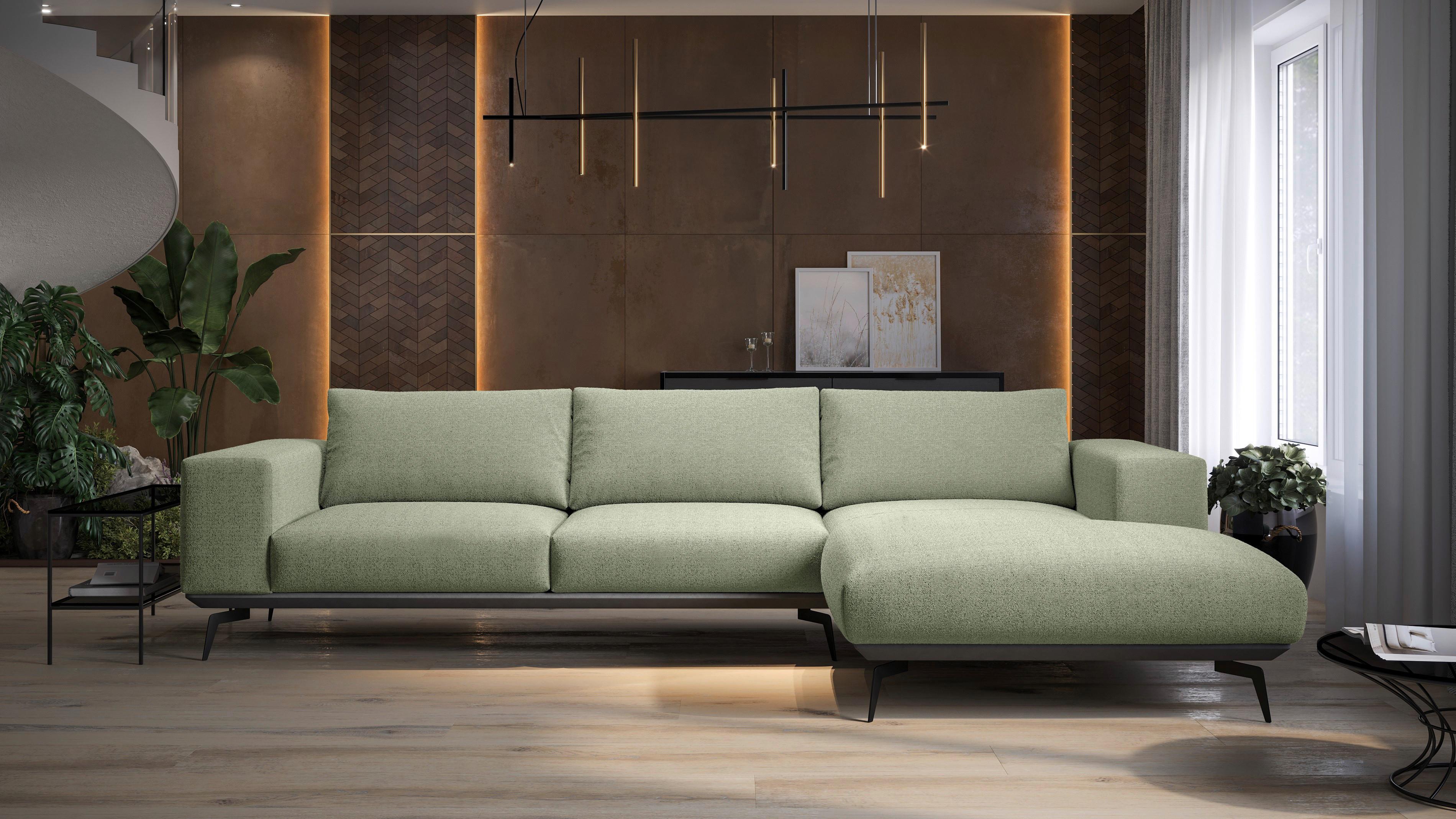 Ecksofa Albero - Beige/Schwarz, Design, Holz/Textil (330/180cm) - MID.YOU