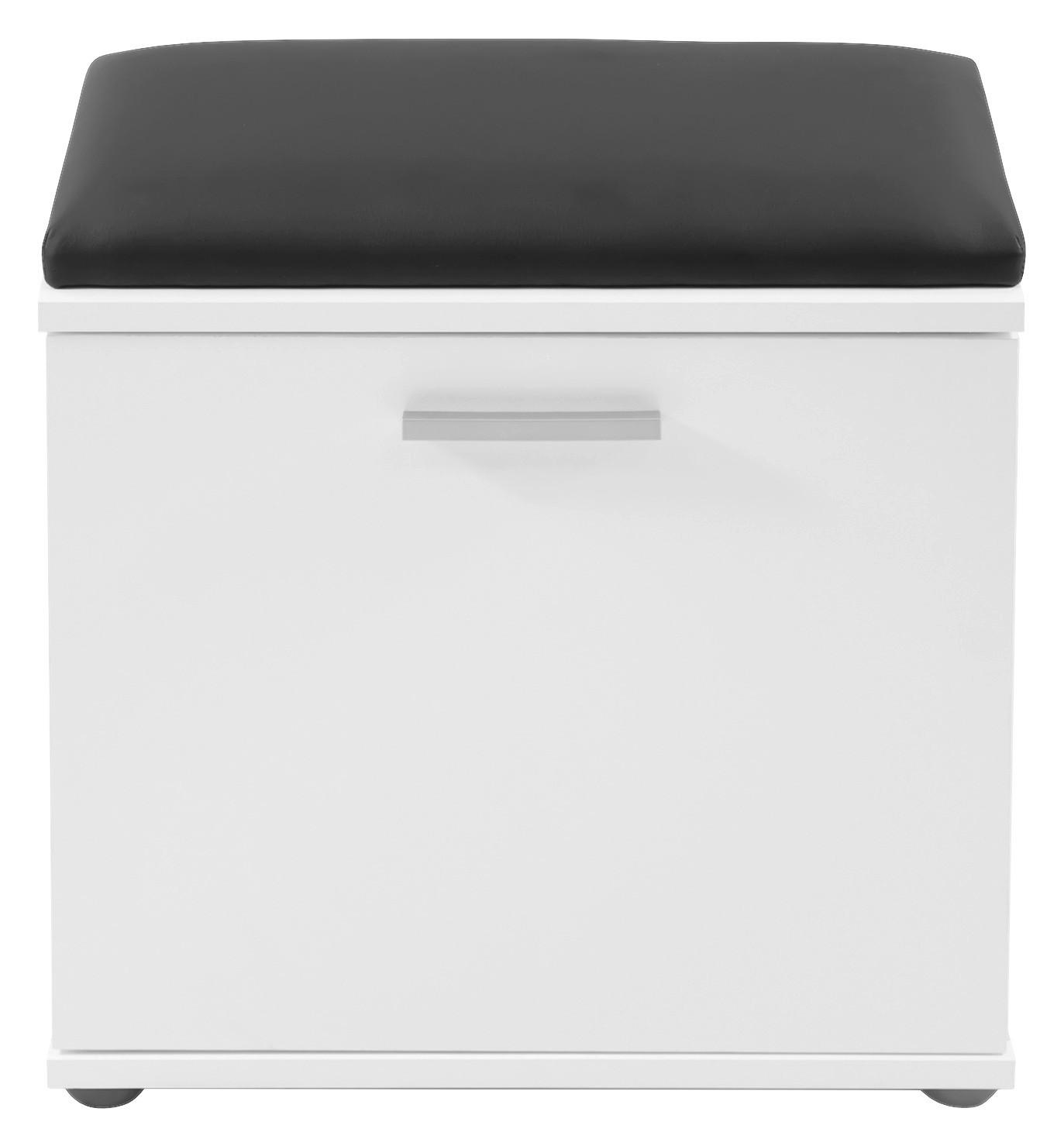 Garderobenbank Jakob Weiß/Schwarz B: 48,5 cm - Schwarz/Weiß, LIFESTYLE, Holzwerkstoff (48,5/49/30cm) - MID.YOU