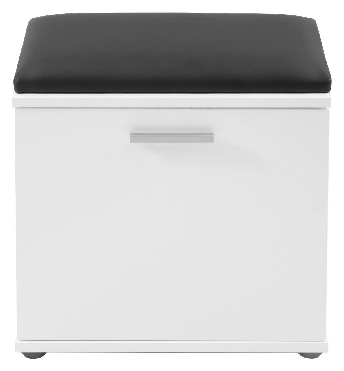 Garderobenbank Jakob Weiß/schwarz B: 48,5 Cm - Schwarz/Weiß, LIFESTYLE, Holzwerkstoff (48,5/49/30cm) - MID.YOU