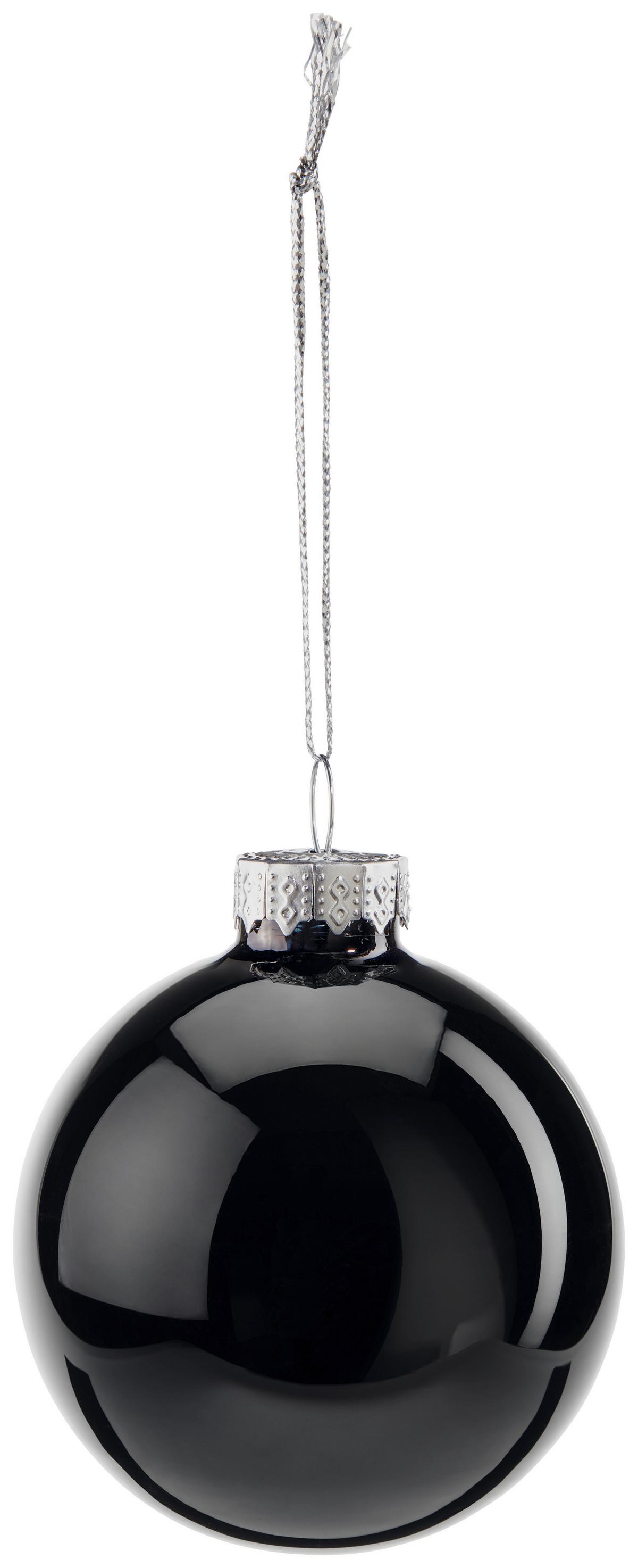 Christbaumkugel Glas Schwarz Set aus 12 Stück glänzend/Matt - Schwarz, MODERN, Glas (6/6cm)