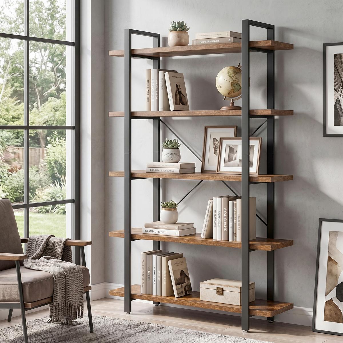 REGAL Iron B: 105 cm Braun/Schwarz - Schwarz/Braun, Basics, Holzwerkstoff/Metall (105/178/34cm) - Boxxx