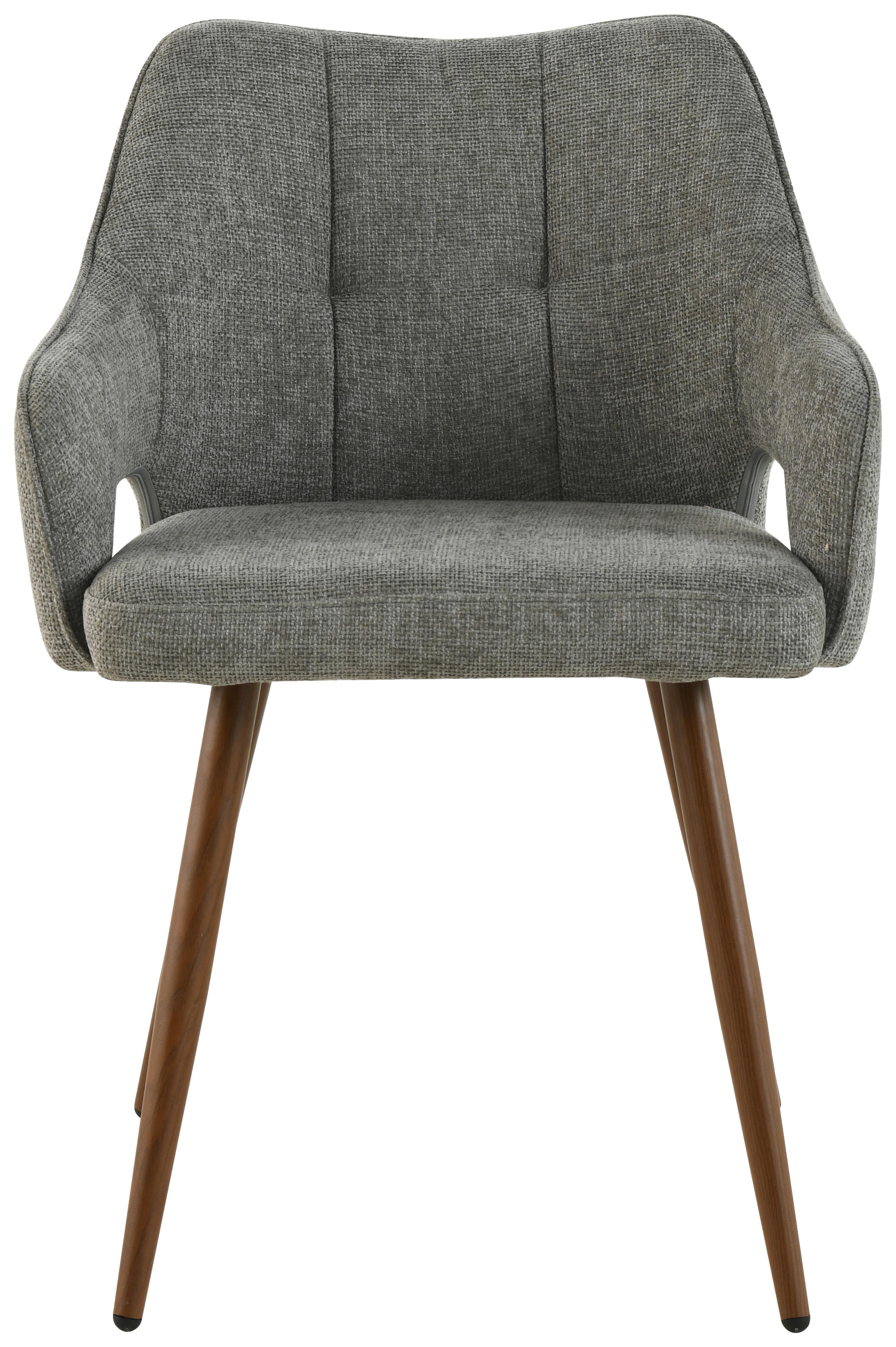 Armlehnstuhl Jamie - Walnussfarben/Grau, LIFESTYLE, Holz/Textil (55/80/60cm) - MID.YOU
