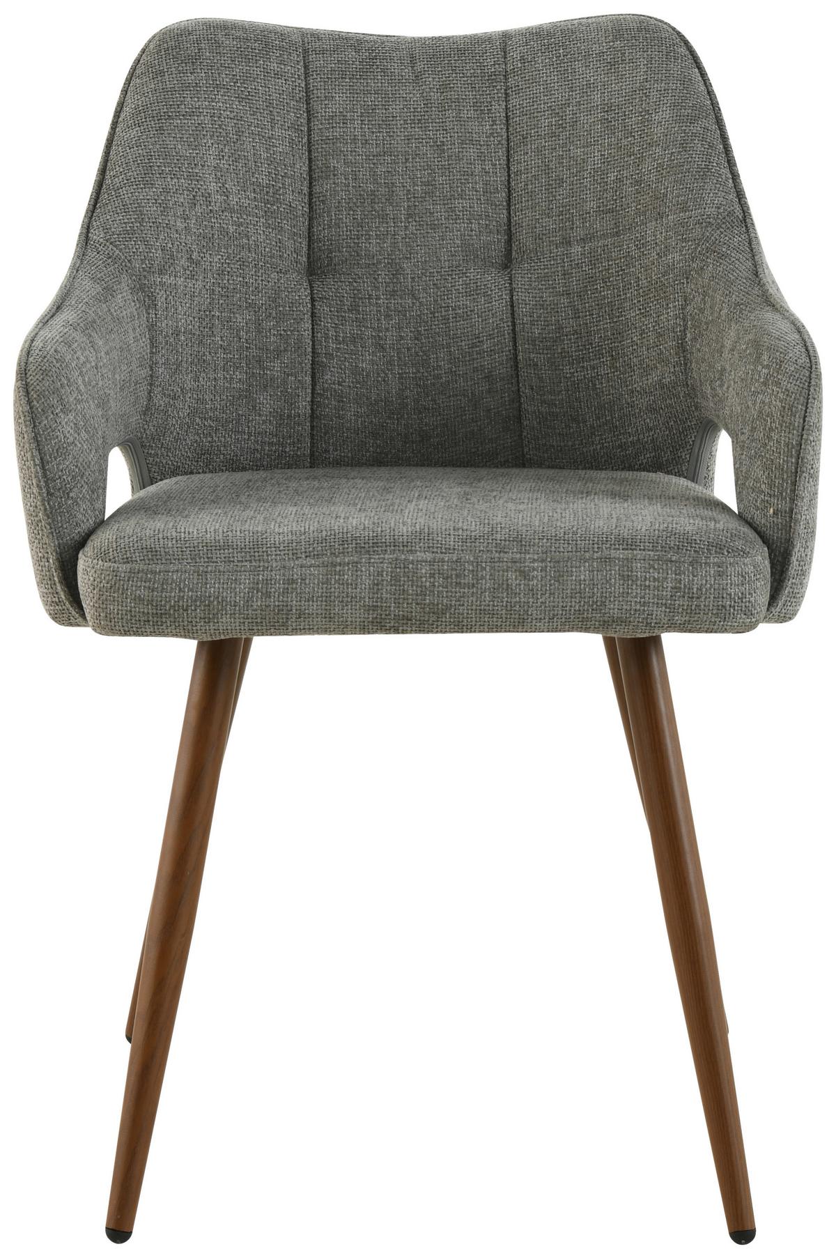 STOLIČKA S PODRÚČKAMI JAMIE - sivá/farba vlašského orecha, Lifestyle, kov/drevo (55/80/60cm) - MID.YOU