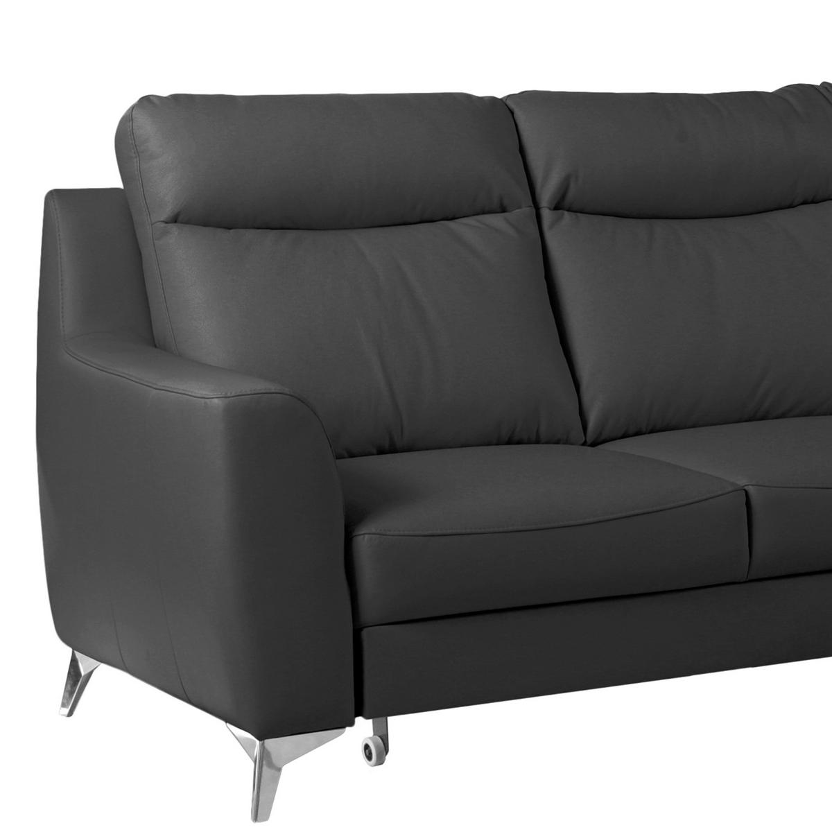 Ecksofa Gio Schwarz S: 168x236 Cm - Chromfarben/Schwarz, Design, Leder/Textil (168/236cm) - Livetastic