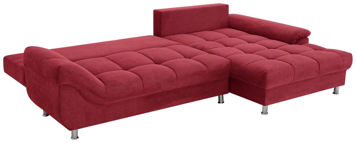 Rohová sedačka ERICE, pravá, červená - chrómová/červená, Design, textil/plast (312/198cm)
