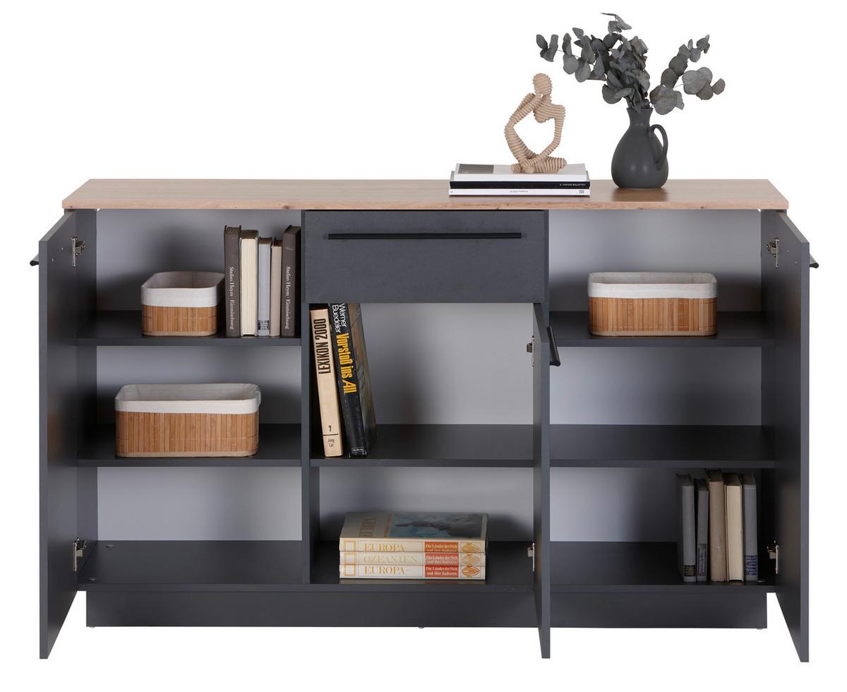 Kommode 150 cm Alaska 2, Artisan Eiche Deko - Anthrazit/Eiche Artisan, MODERN, Holzwerkstoff (150/90,9/42cm)