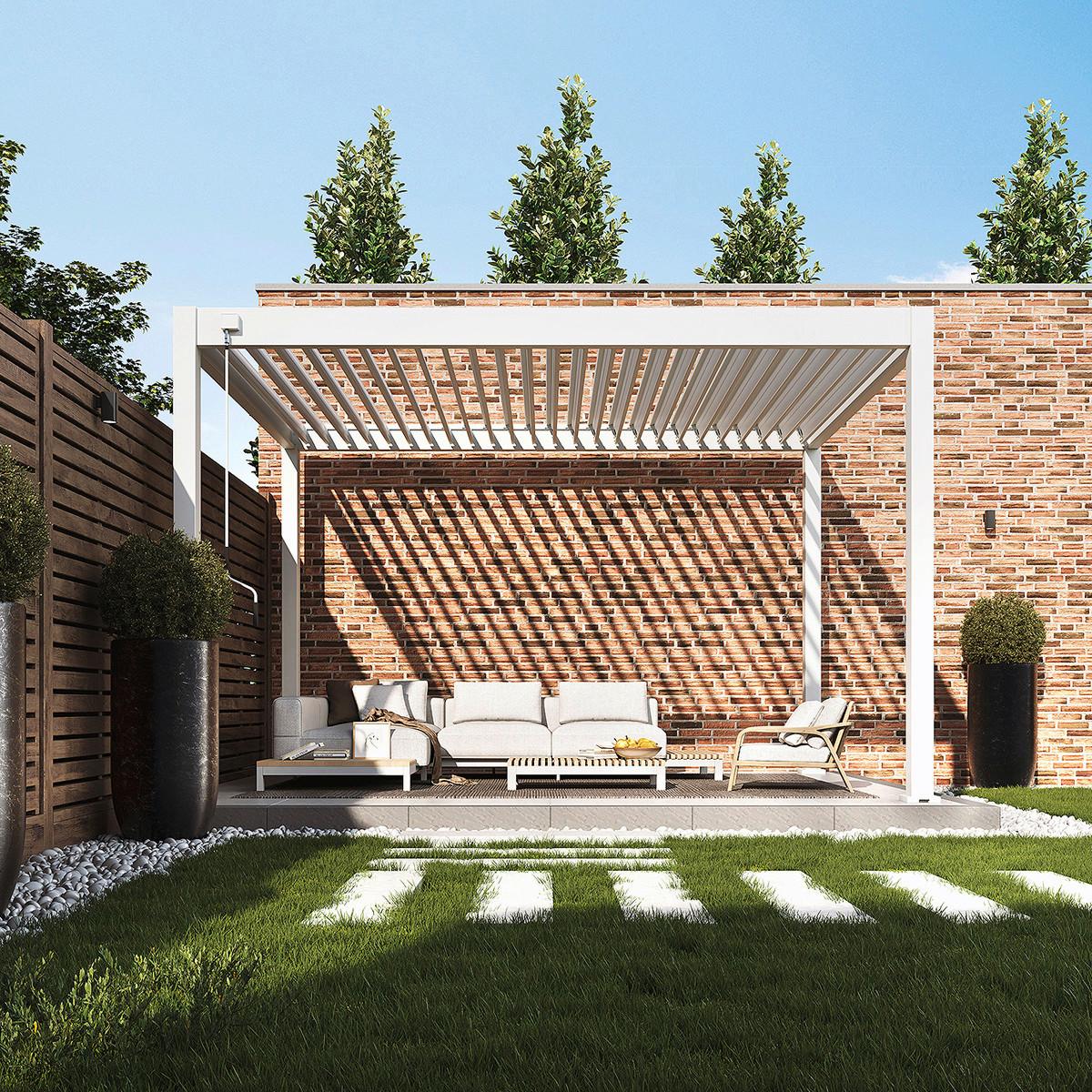 Pergola 300x400 Cm Wetterbeständig, Weiß - Weiß Hochglanz, Basics, Metall (300/255/400cm)