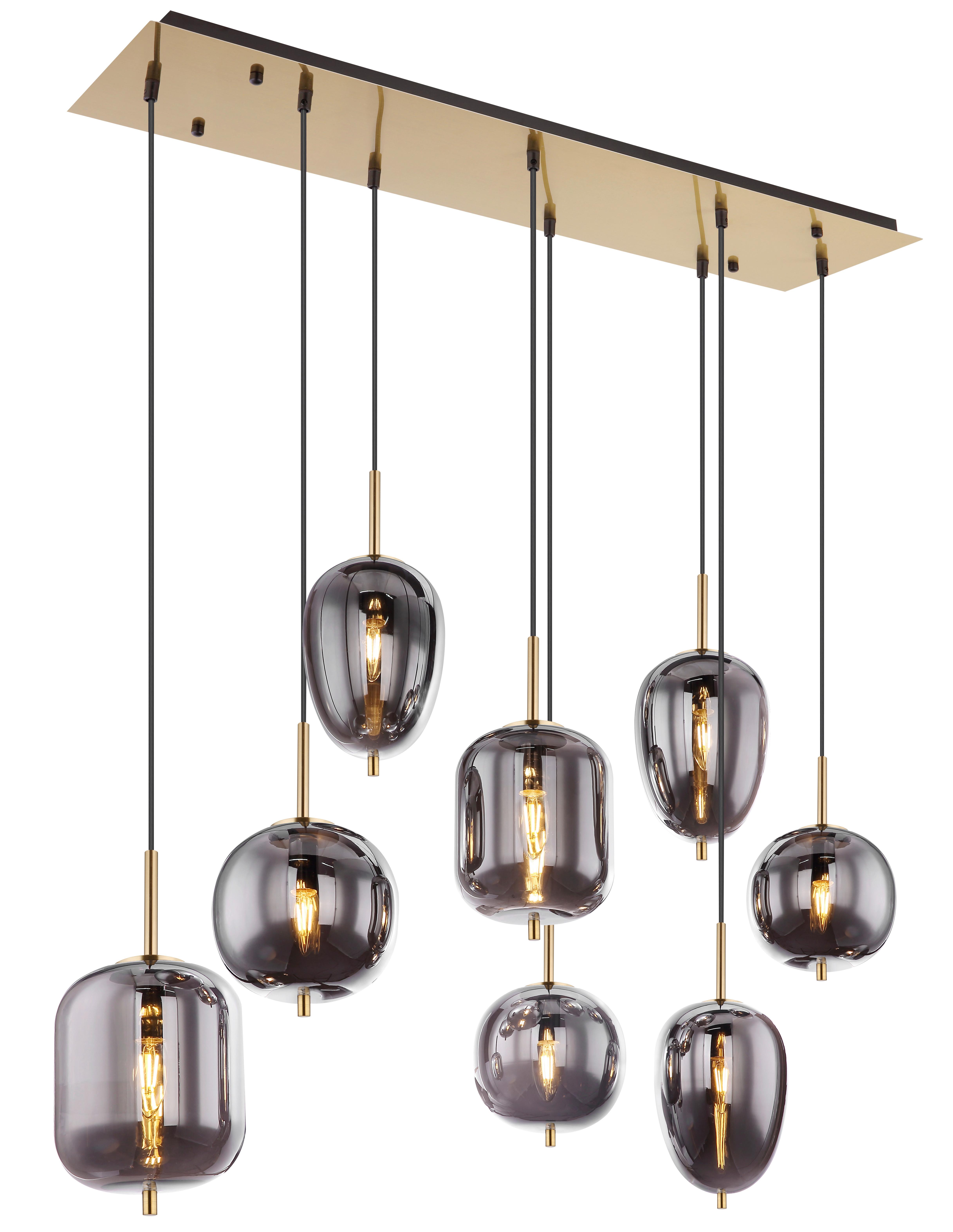 Függőlámpa 15345-8mm - sárgaréz/szürke, Design, Üveg/fém (102,5/34/120cm) - Globo