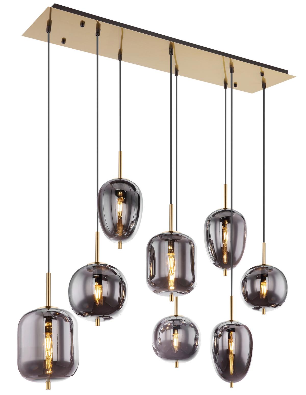Függőlámpa 15345-8mm - sárgaréz/szürke, Design, Üveg/fém (102,5/34/120cm) - Globo