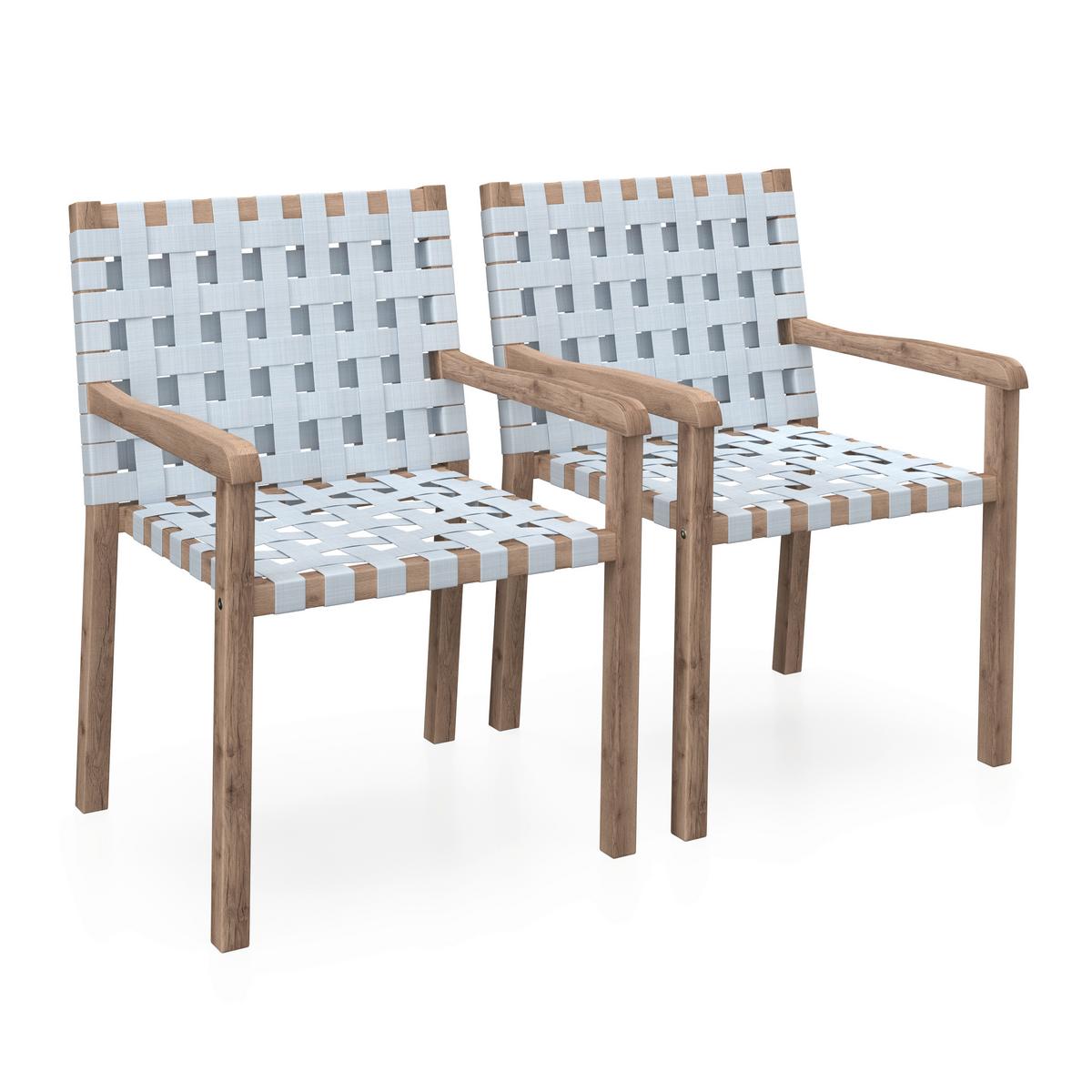 SADA ZAHRADNÍCH KŘESEL LAURIA - krémová/barvy akácie, Moderní, dřevo/textil (58,5/84/60cm) - Bessagi Garden