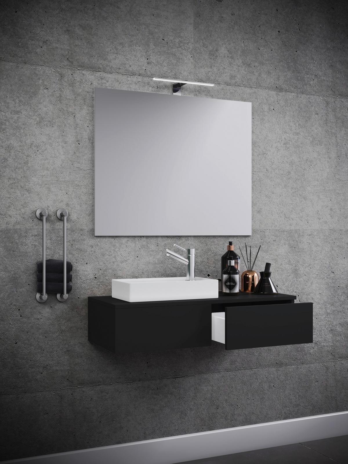 Waschbecken mit Unterschrank Gudas B: 85 cm Schwarz - Schwarz/Weiß, MODERN, Keramik/Holzwerkstoff (85cm) - MID.YOU