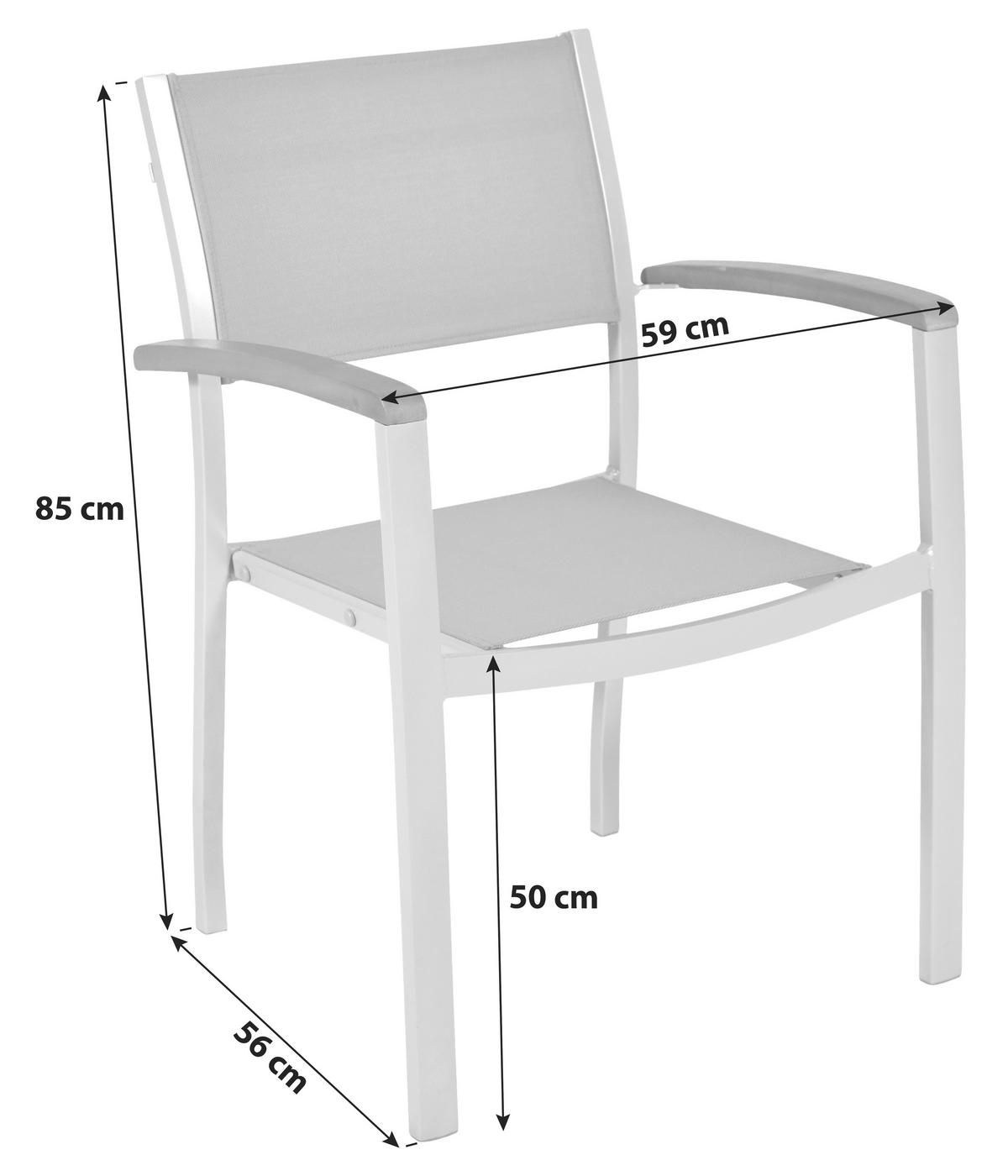 Gartenstuhl Stapelbar Naxos Aluminium/textilene - Silberfarben/Grau, ROMANTIK / LANDHAUS, Holz/Textil (59/85/56cm) - Gardenson