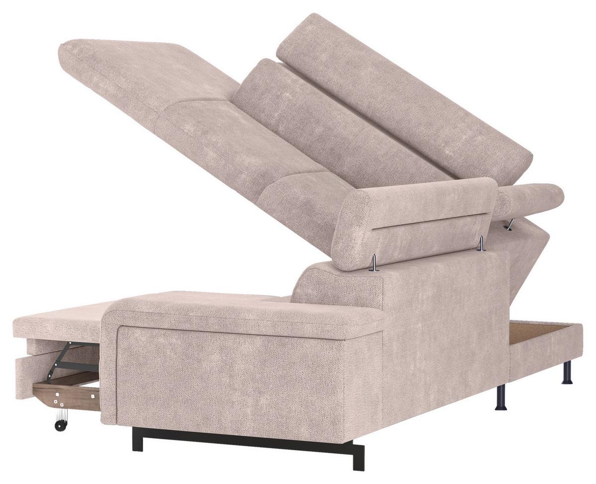 Ecksofa mit Bettkasten Emma Creme 215x262 cm - Blau/Creme, Textil (215/262cm) - MID.YOU