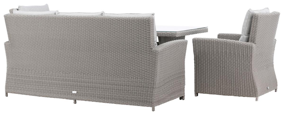 Loungegarnitur 4-Tlg Brentwood aus Kunststoff/Glas mit Kissen - Grau, KONVENTIONELL, Glas/Kunststoff - Gardenson