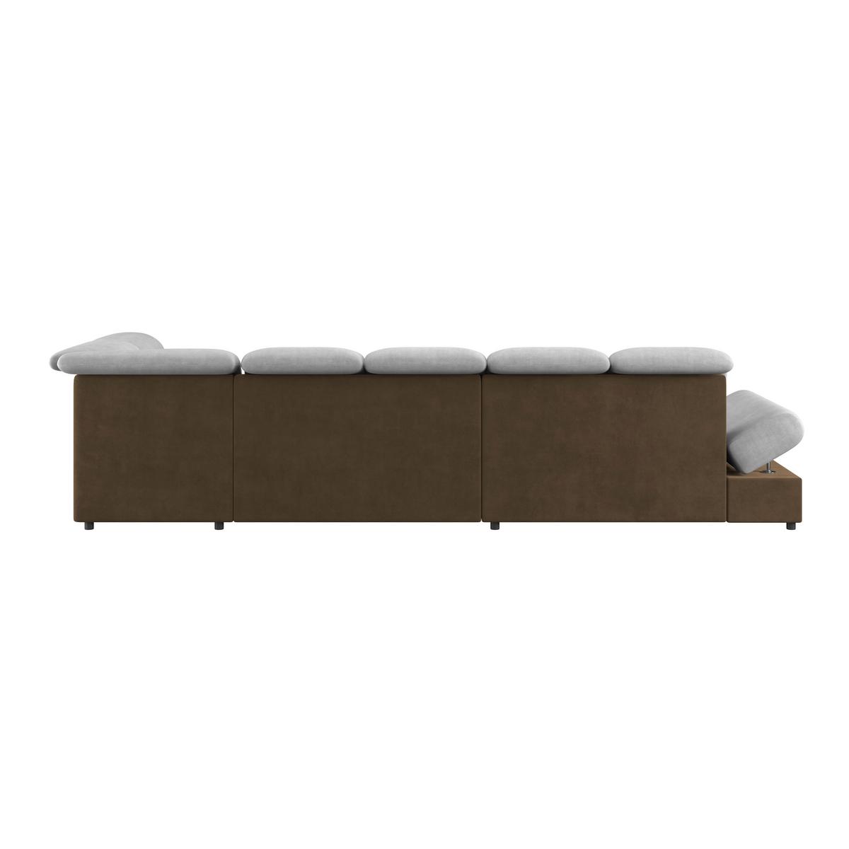 Wohnlandschaft Madera Silberfarben S 358x312 cm - Hellbraun/Silberfarben, KONVENTIONELL, Kunststoff/Textil (190/358/212cm)