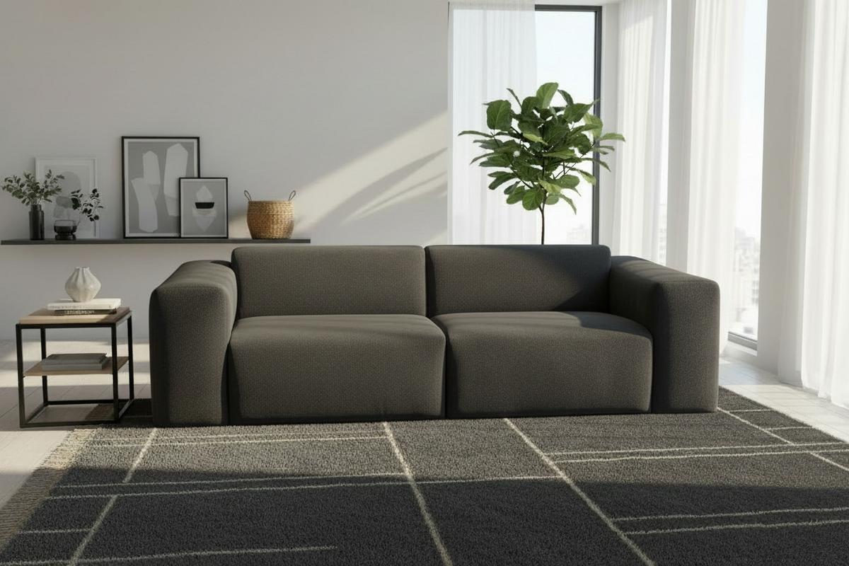 3-sitzer-sofa Manne Anthrazit B: 266 Cm - Anthrazit/Schwarz, Design, Textil (266/76/116cm) - MID.YOU