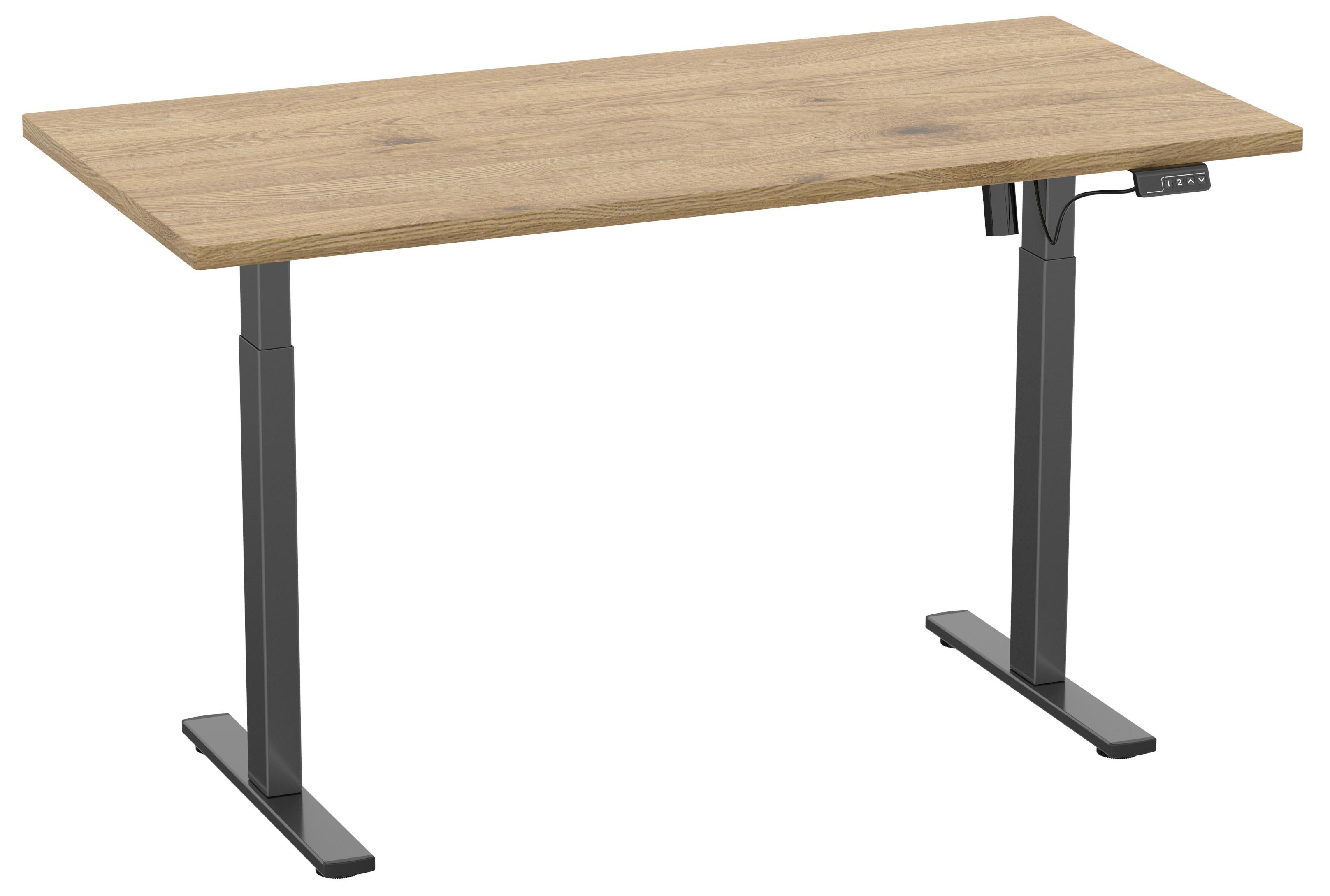 Schreibtisch E-lona Schwarz/eiche Dekor B: 140 Cm - Honigeiche/Silberfarben, Design, Holzwerkstoff/Metall (140/71/80cm) - MID.YOU