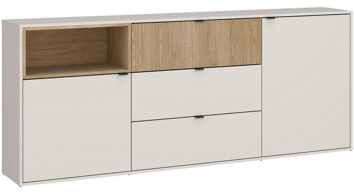 Kommode Samm Eichefarben, Beige B: 203,6 cm - Eichefarben/Beige, Trend, Holzwerkstoff (203,6/86,5/40cm)