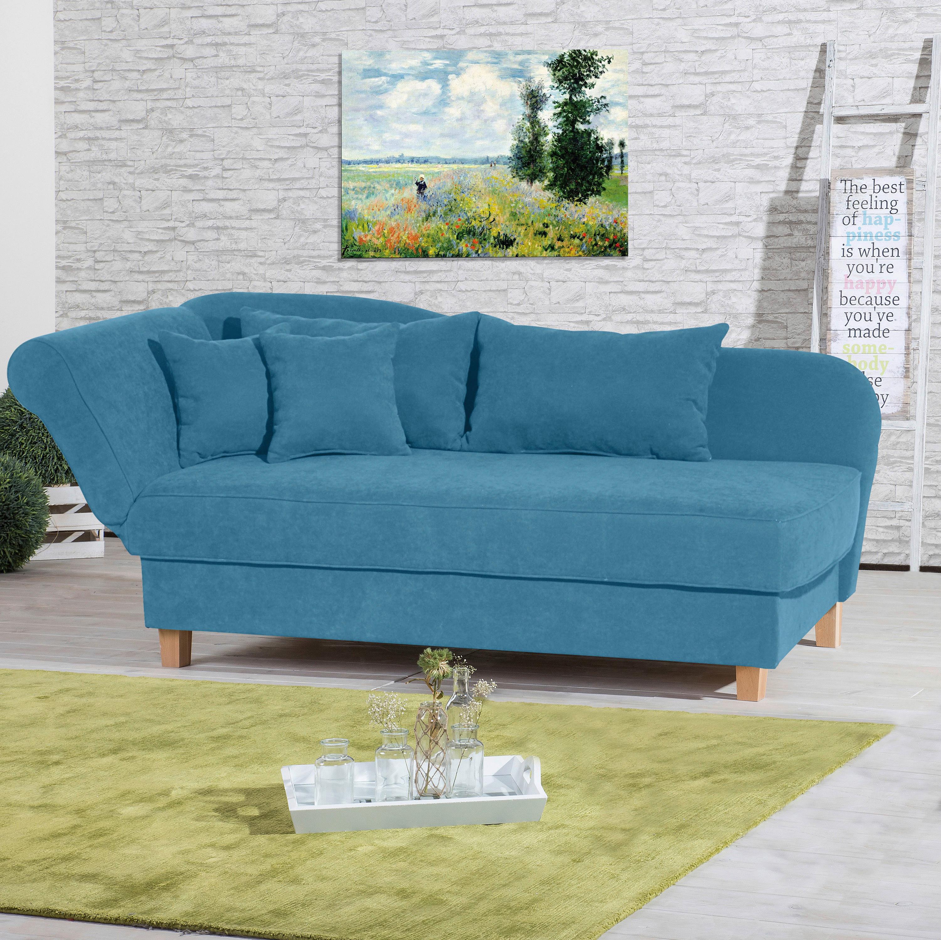 Recamiere Selma Petrol Links Mit Bettkasten+schlaffunktion - Buchefarben/Petrol, Design, Textil (190/88/82cm) - Max Winzer