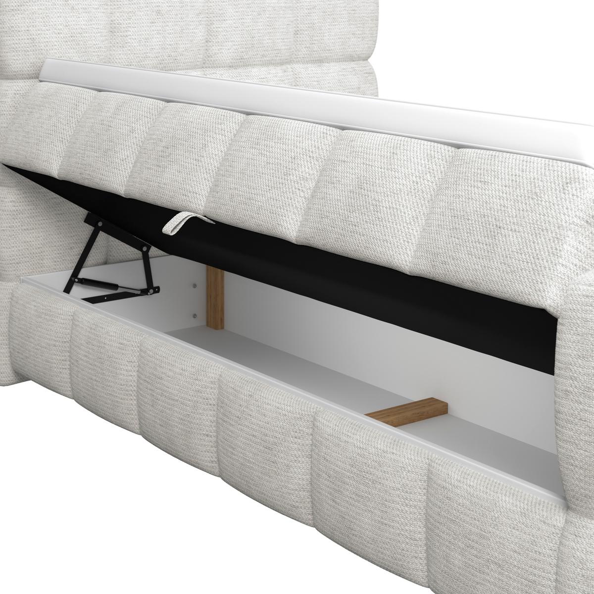 Boxspringbett Brisbane inkl. Bettkasten 120x200 - Creme/Schwarz, Trend, Holz/Holzwerkstoff (120/200cm) - Sembella