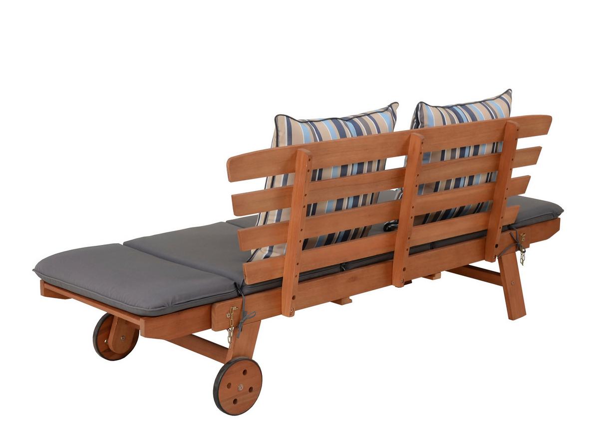 Gartenbank Eukalyptusholz 2-Sitzer Rincon Mit Kissen - Braun/Grau, Basics, Holz/Textil (190/77,5/68cm) - Gardenson