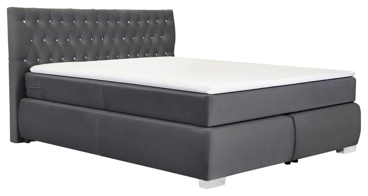 Boxspringbett Rumba inkl. Matratze 160x200 - Grau, Basics, Textil (160/200cm) - Livetastic