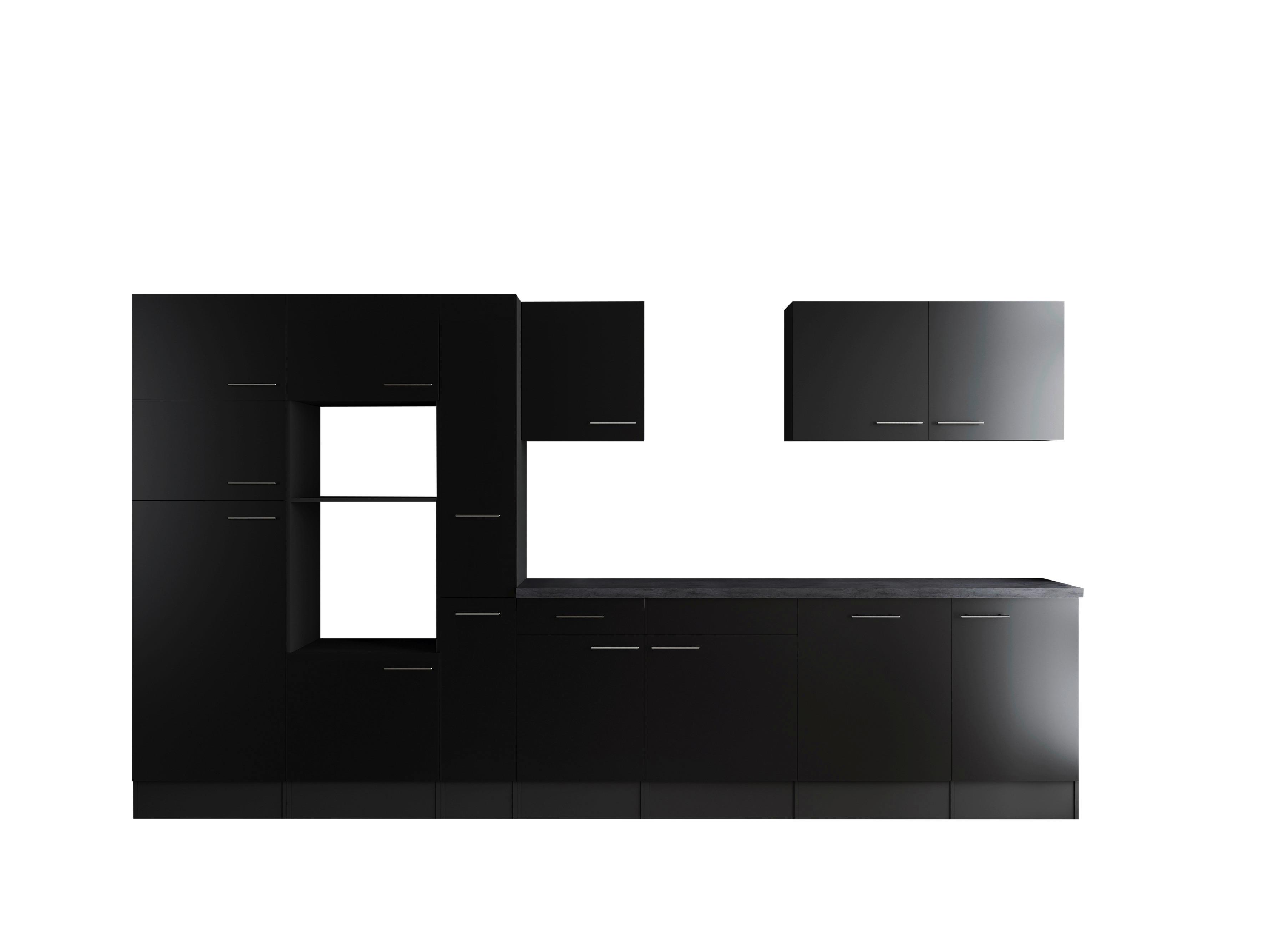 Küchenleerblock Oliver Grau, Schwarz B: 370 Cm - Schwarz/Grau, Design, Holzwerkstoff (370cm) - Respekta