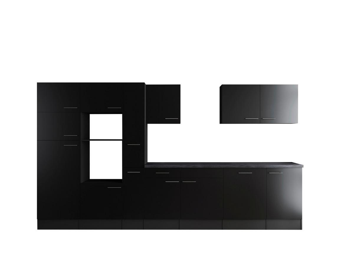 Küchenleerblock Oliver Grau, Schwarz B: 370 Cm - Schwarz/Grau, Design, Holzwerkstoff (370cm) - Respekta