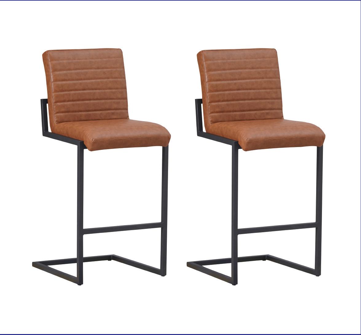 Barhocker-Set Donny Cognac B: 54 cm - Cognac/Schwarz, MODERN, Textil/Metall (54/100/58cm) - MID.YOU
