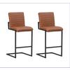 Barhocker-Set Donny Cognac B: 54 cm - Cognac/Schwarz, MODERN, Textil/Metall (54/100/58cm) - MID.YOU