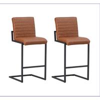 Barhocker-Set Donny Cognac B: 54 cm - Cognac/Schwarz, MODERN, Textil/Metall (54/100/58cm) - MID.YOU