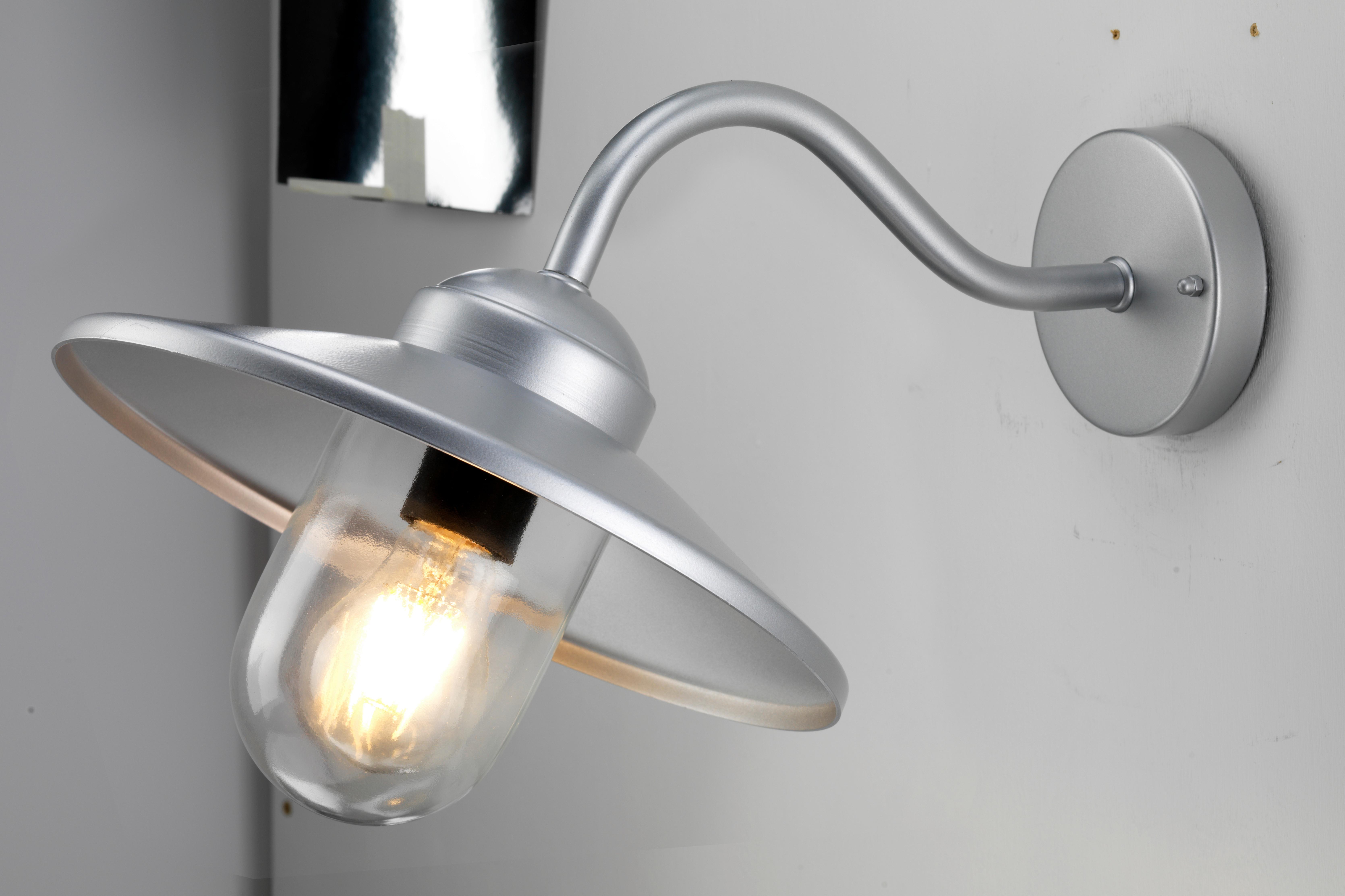 Außenwandleuchte Klampenborg - Silberfarben, KONVENTIONELL, Glas/Metall (27.5/25.5/42cm) - Elstead Lighting