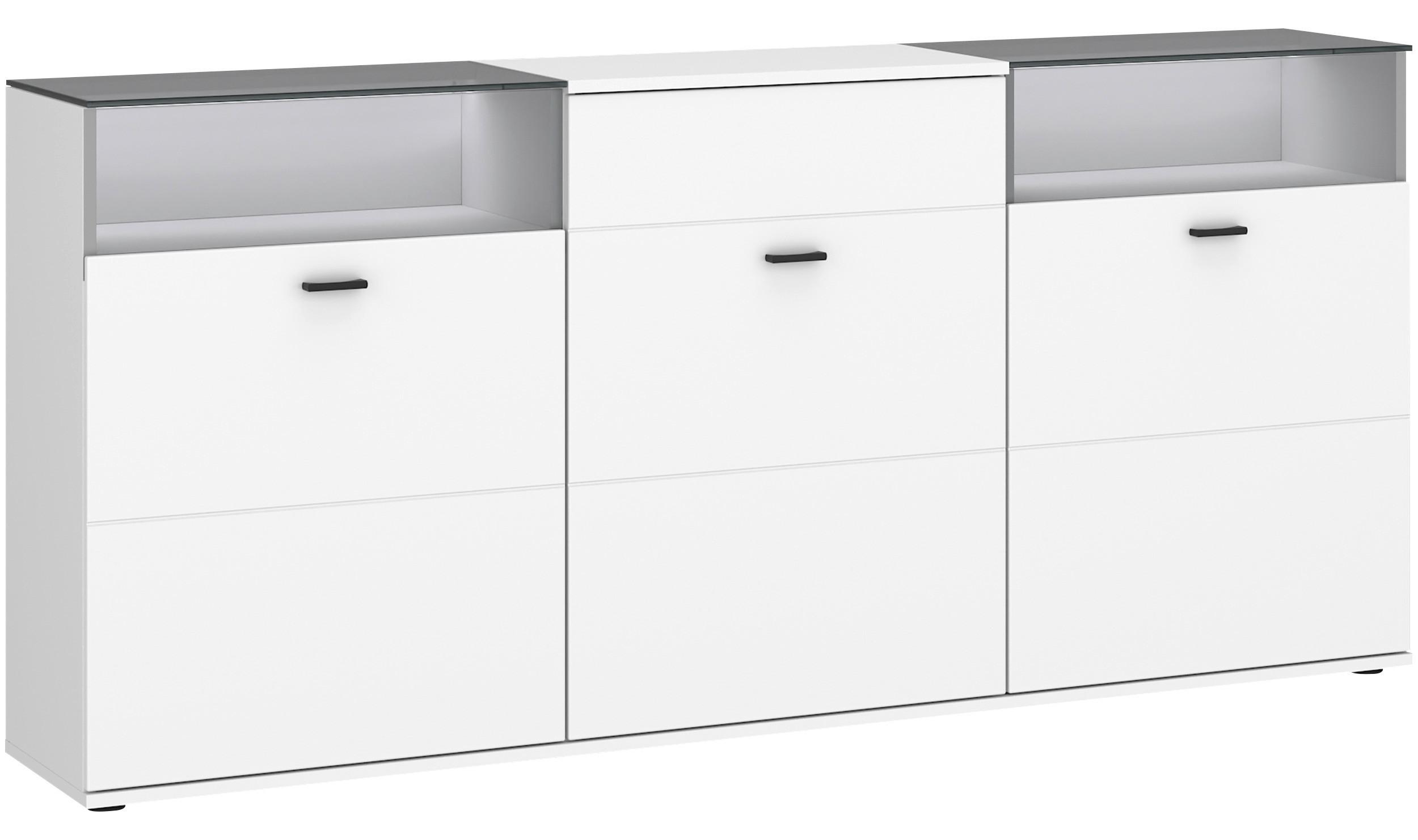 Sideboard Rion Weiß B: 180 cm - Weiß, MODERN, Glas/Holzwerkstoff (180/84,7/38cm)